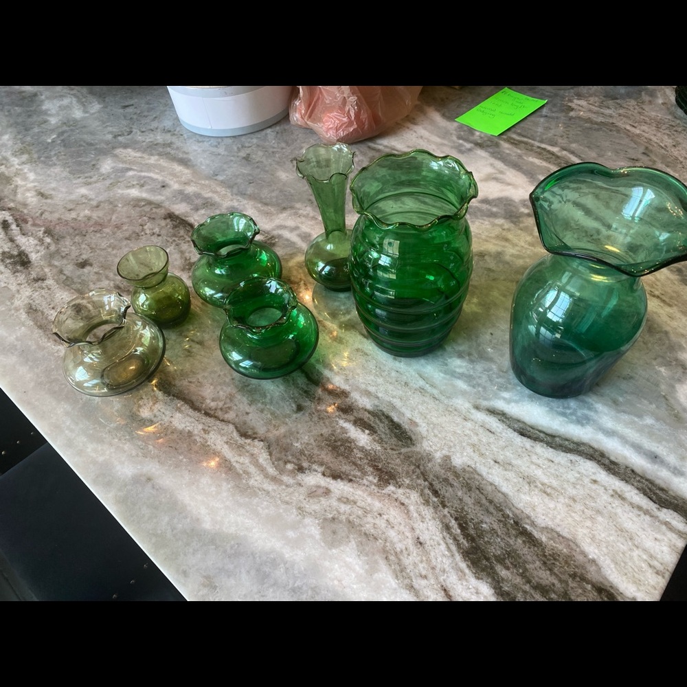 Vintage depression glass wear vases